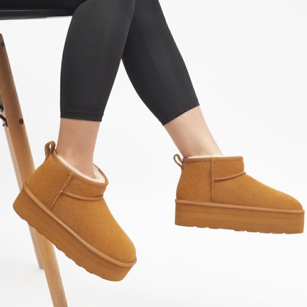 Platform Booties Suede Memory Foam - Picture 3 of 4